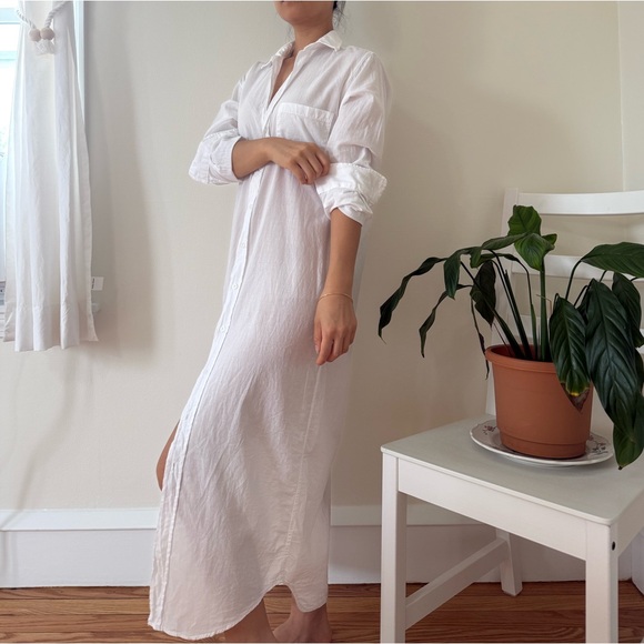 Frank And Eileen 100% Organic Cotton Rory White Maxi Shirt Dress Size XS - Picture 7 of 13